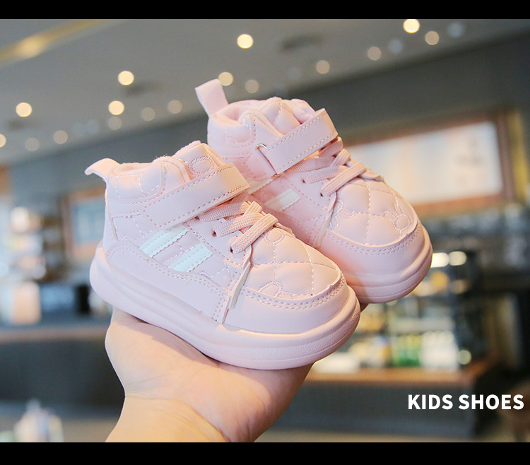 Winter children's sports with plush thick board warm bread men's and women's shoes, waterproof shoes_voghion.com