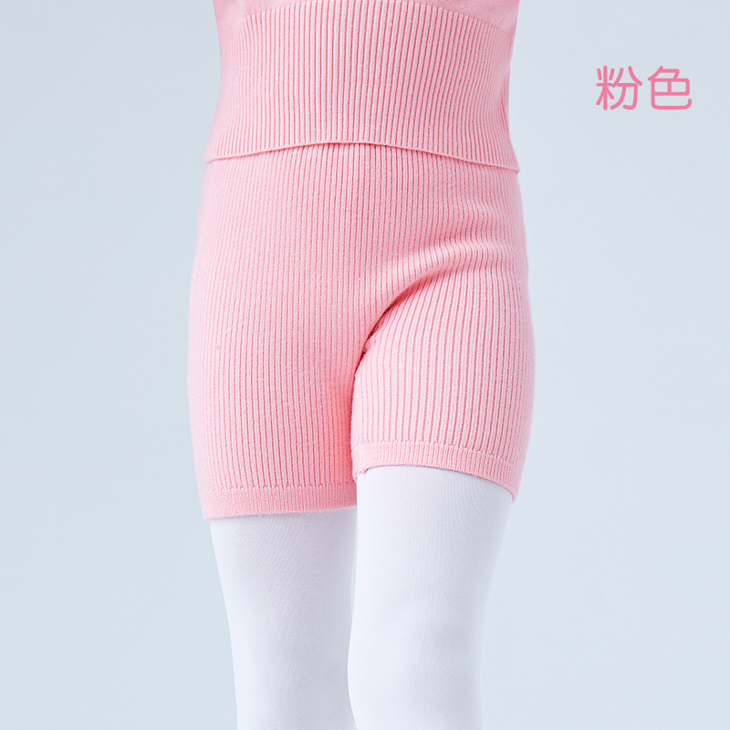 Traje de suéter de baile para niños de punto de manga larga de tres piezas chaqueta de ballet con cuello en V pantalones cortos de mujer ropa de práctica ropa exterior