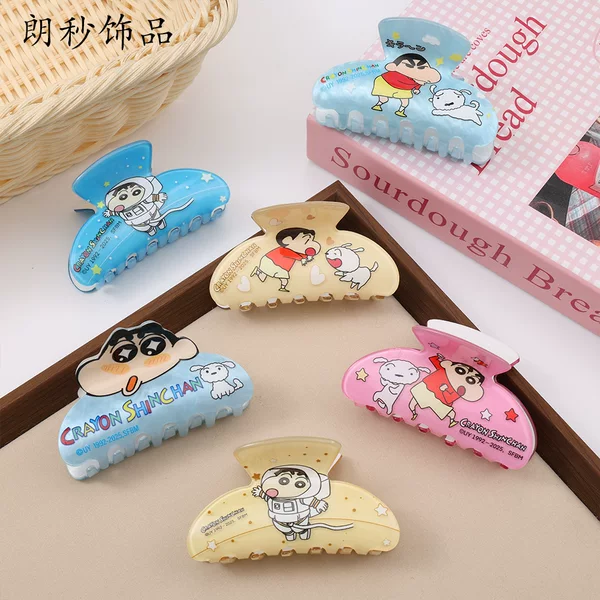 New Crayon Shin-Chan Cartoon Acrylic Hair Clip for Children, Cute Back-Of-The-Head Hairpin, Shark Hair Clip for Girls, Hair Accessory