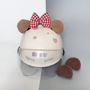 Motorcycle Retro Full Helmet Decoration Plush Bear Accessories