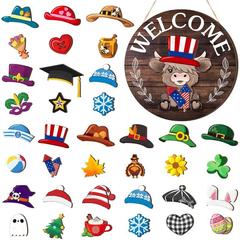 Christmas Halloween 35pcs Interchangeable Welcome Sign