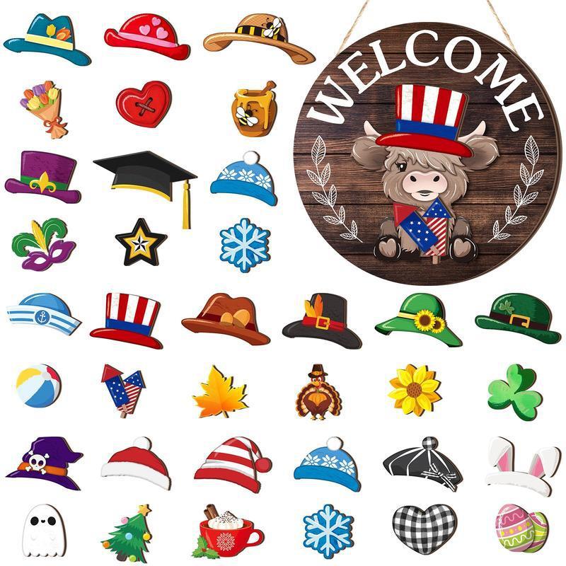 Christmas Halloween 35pcs Interchangeable Welcome Sign|undefined