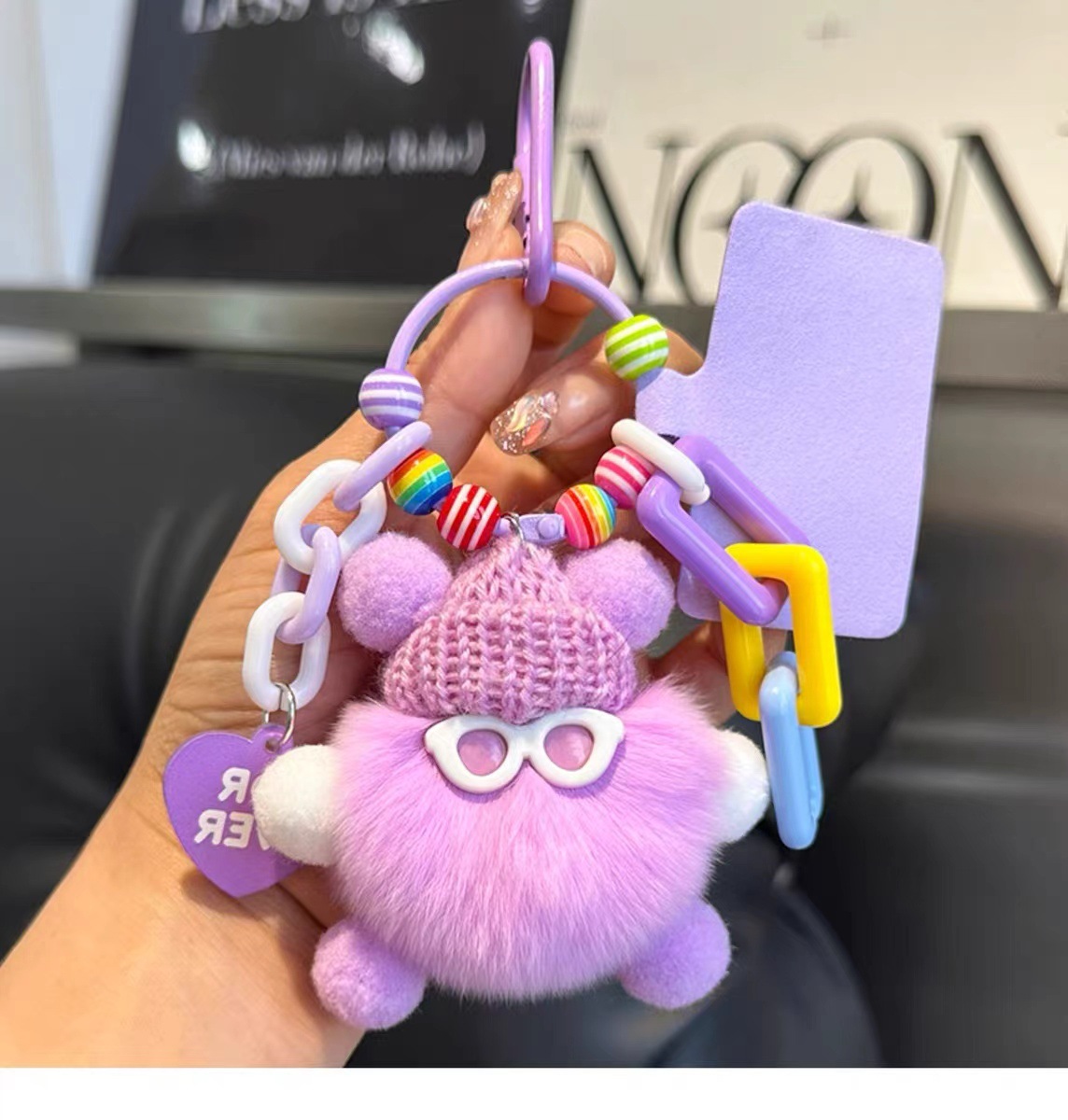 Lindo colgante de bolsa de briquetas de piel de conejo Rex, cosa fea, colgante de muñeca de felpa, colgante de llavero de coche