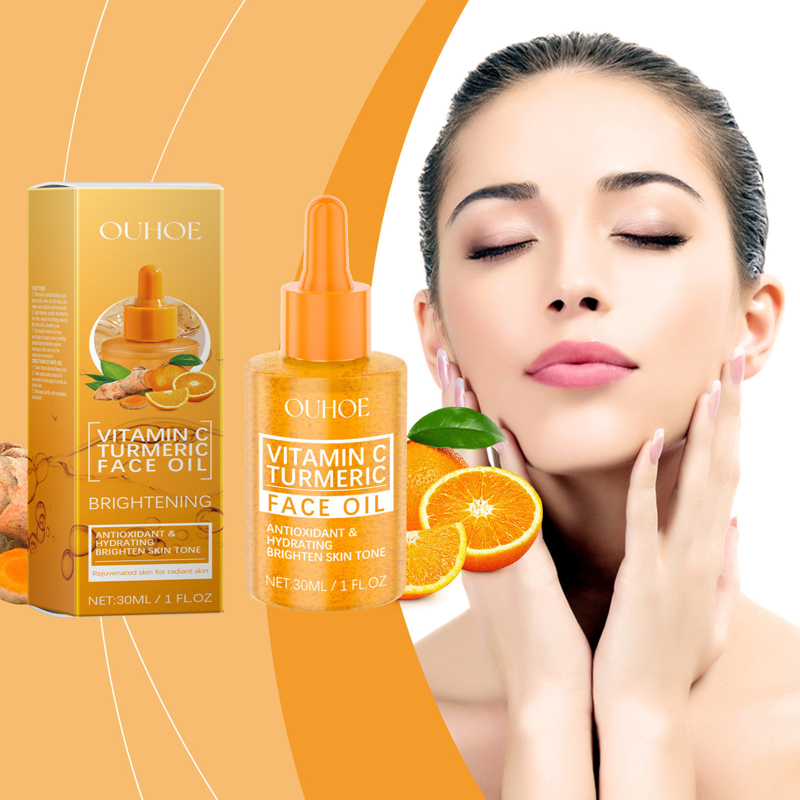 Ouhoe Vitamin C Turmeric Glow Oil Softens Facial Skin, Locks in Moisture, and Brightens Skin Tone