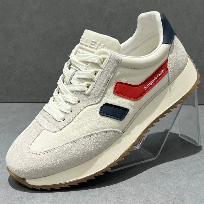 Мужская обувь 2025 новая голова кожаная повседневная обувь мужская дышащая обувь с толстой подошной нескользкая легкая спортивная обувь