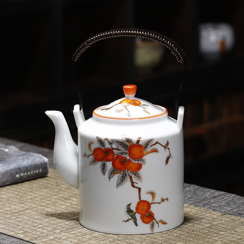 亜光蘭カンフー茶器小橋壺シンプルリビング家庭用ティーポット陶磁器フィルタ単一大提梁壺|undefined