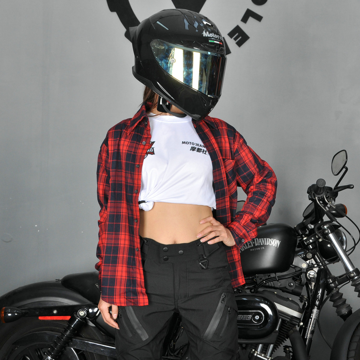 VOLERO Traje de ciclismo de motocicleta Mujeres Ocio Four Seasons Camisa a cuadros de motocicleta resistente al desgaste y al desgarro Chaquetas a prueba de caídas