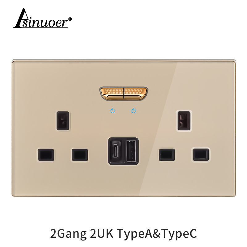 インターナショナルエレクトロニクス ガラストグル ゴールド インジケーター付き LED 大型パネル プラグイン 1 オン 5 5 穴スイッチ 電源オフプラグ|undefined