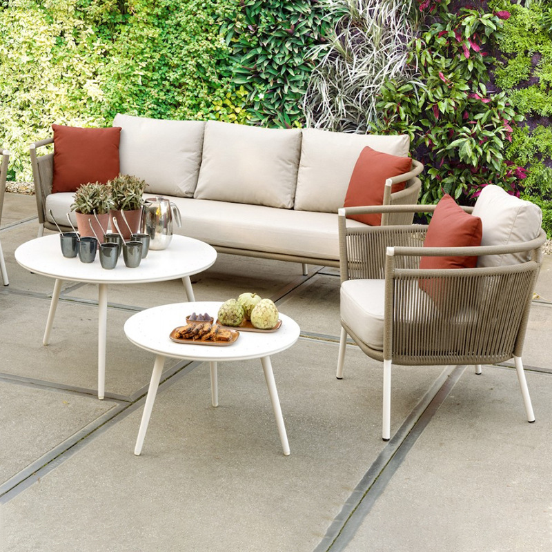 Mesa y silla al aire libre, muebles de caña creativos, jardín, terraza, villa de lujo, sala de sol, protección solar, combinación de ocio simple. image 4