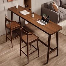 实木吧台桌椅组合阳台简约靠窗高脚家用小户型酒吧靠墙条桌桌子厂