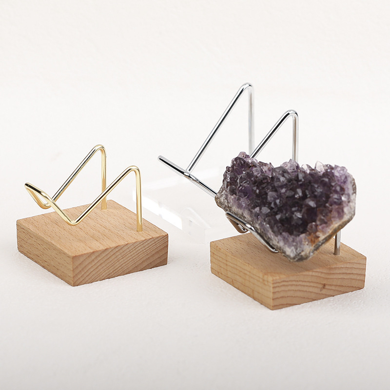 水晶クラスター鉱標原石標本展示棚ホームオフィス装飾装飾スタンドアクリル実木ベース|undefined