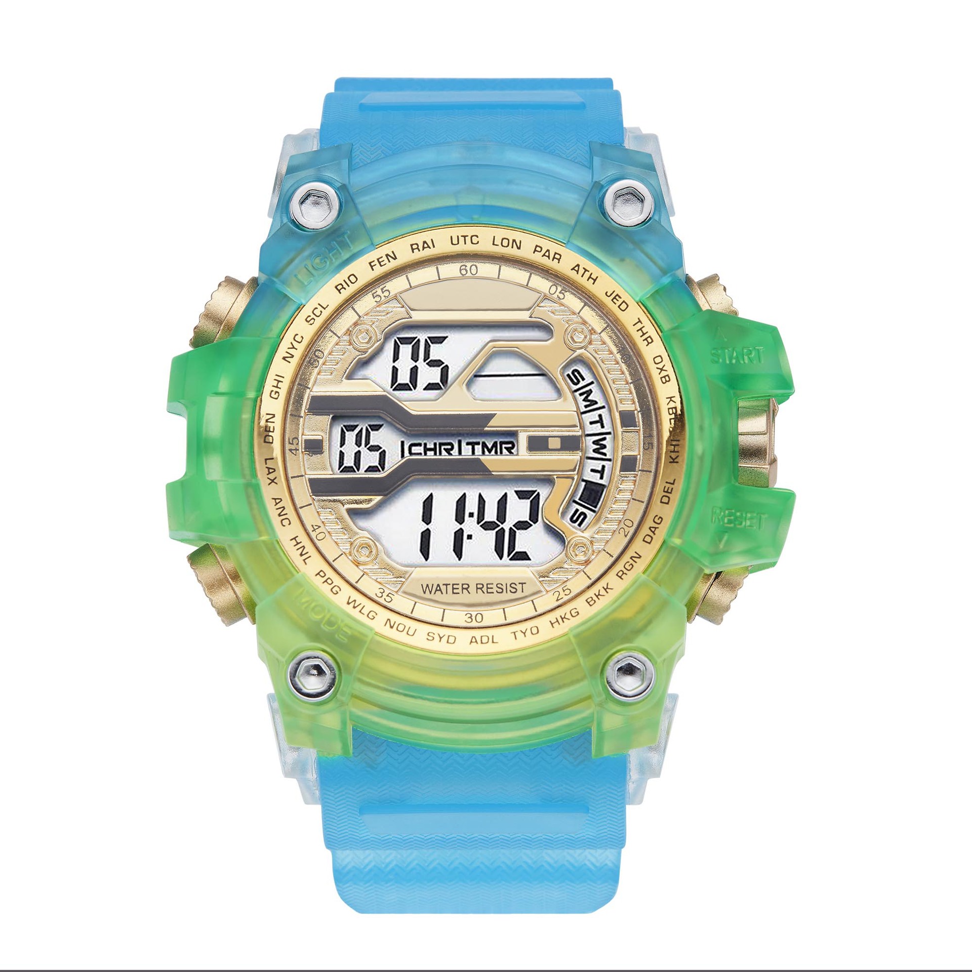 Super popular reloj electrónico de los hombres dominantes unicornio grande dial colorido estilo deportivo nuevo reloj de moda a prueba de agua