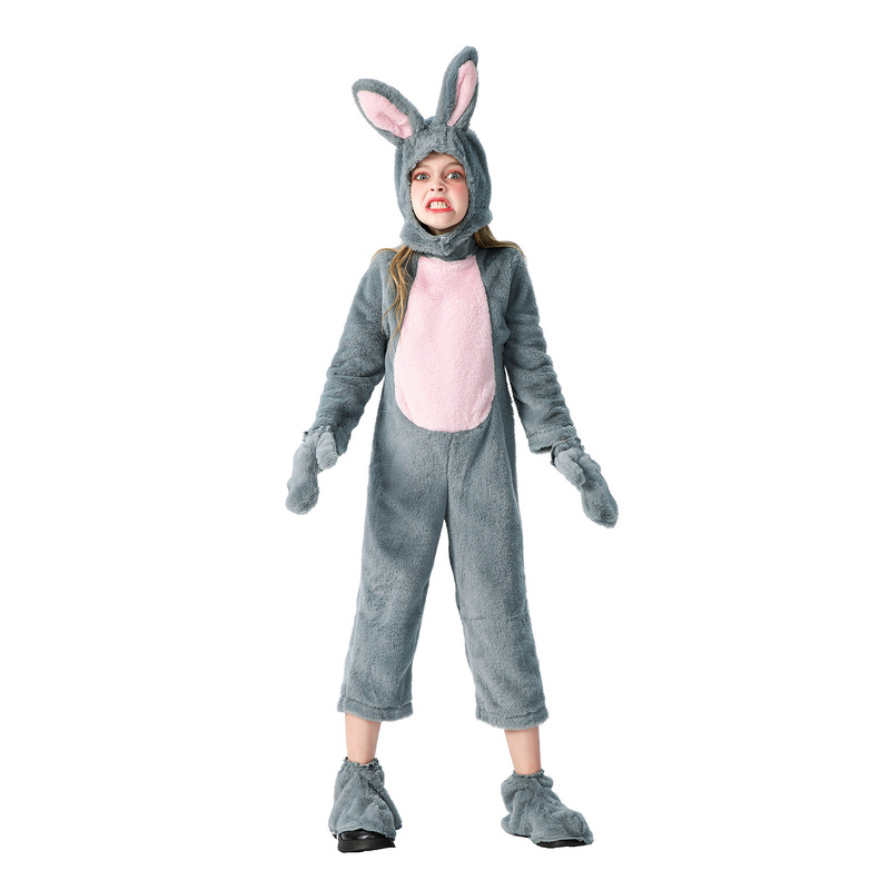 ハロウィン子供用コスチューム cos グレーワイルドワンピース毛皮パジャマ動物園パーティーカーニバルロールプレイ|undefined