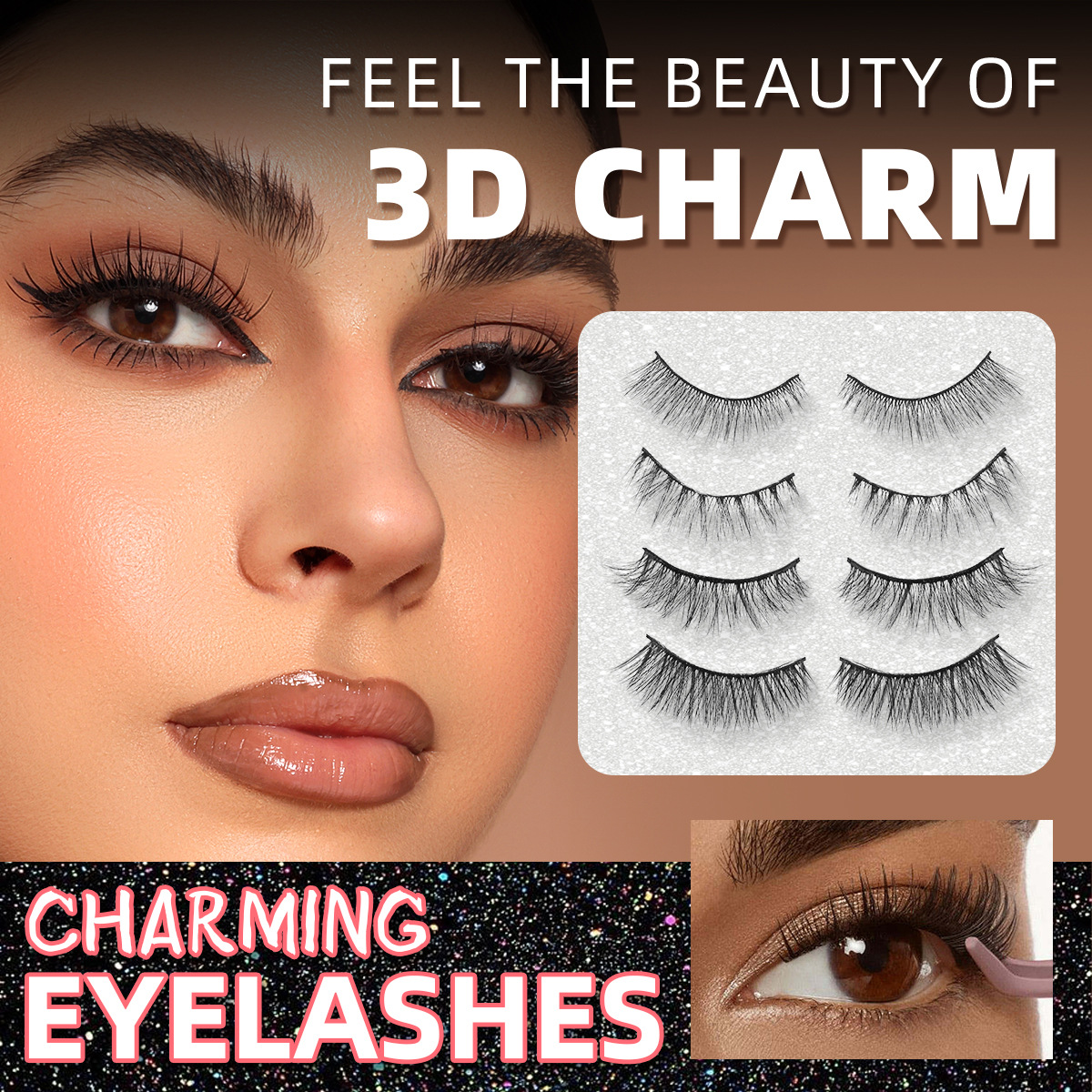 USHAS punto transfronterizo venta caliente maquillaje de ojos 3D grueso conjunto de pestañas falsas