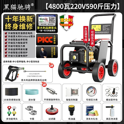 Gun Pump for Floor Cleaning, Car washing machine - italian-brand-pump-head220v48kwcommercial-apressure-295kg-flow-rate-22-literswith-10m-pipe