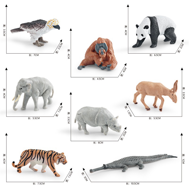 Simulación transfronteriza modelo animal asiático elefante asiático Panda gorila Tigre pescado comiendo cocodrilo rinoceronte indio escritorio Decoración