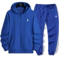 Blue zipper suit white