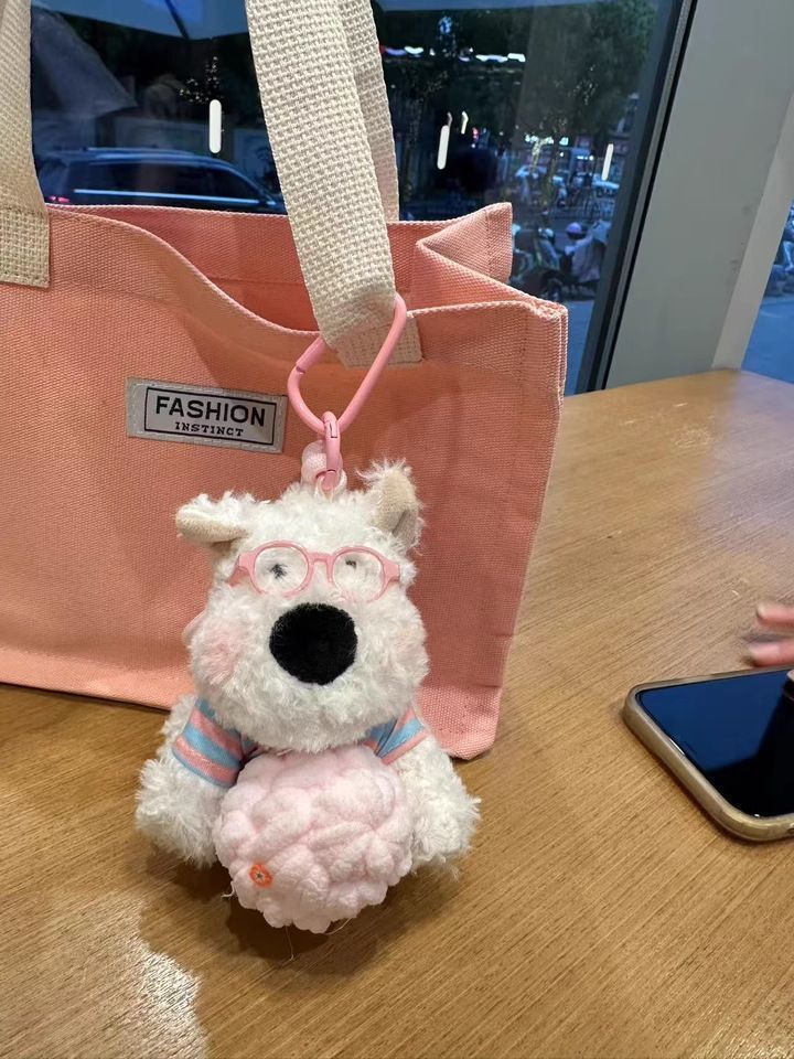 Cute ice cream doodle puppy plush pendant, West Highland bag pendant, bag decoration, gift for best friends, car decoration