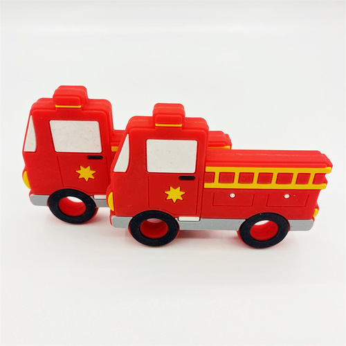 Manufacturer supplies silicone fire truck beads, baby teeth grinding and chewing, baby teether, DIY jewelry accessories