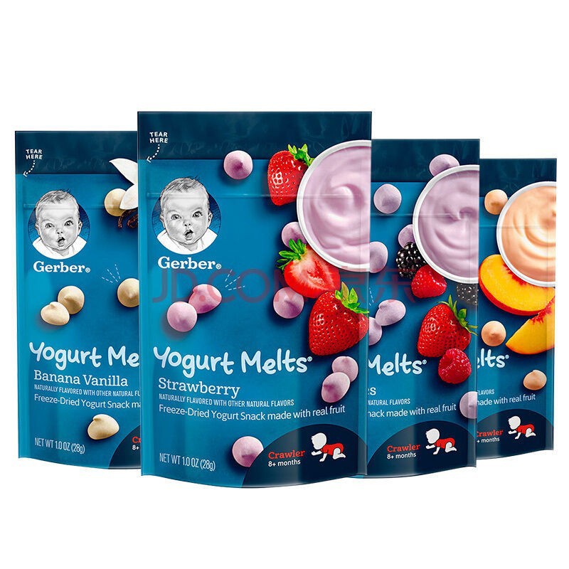 American Jia Baby Yogurt Fruit Soluble Beans for Infants and Young Children, Strawberry Mixed Fruits and Vegetables, Various Flavors