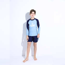 2025儿童泳衣分体大码中大童速干青少年男童半袖袖套装男孩温泉泳
