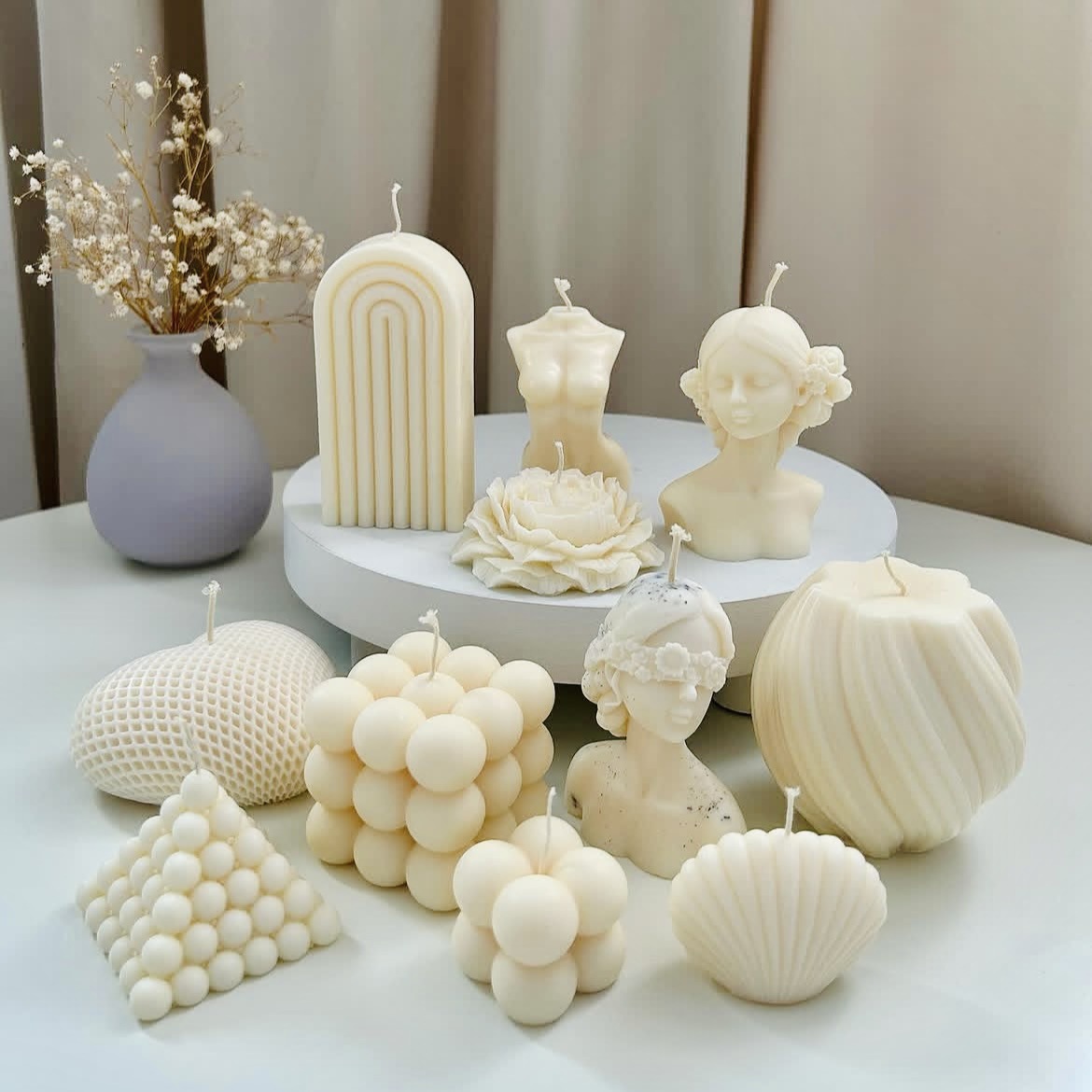 Nueva línea geométrica nórdica, vela de aromaterapia columnar, vela de fragancia blanca sin humo, decoración del hogar transfronteriza