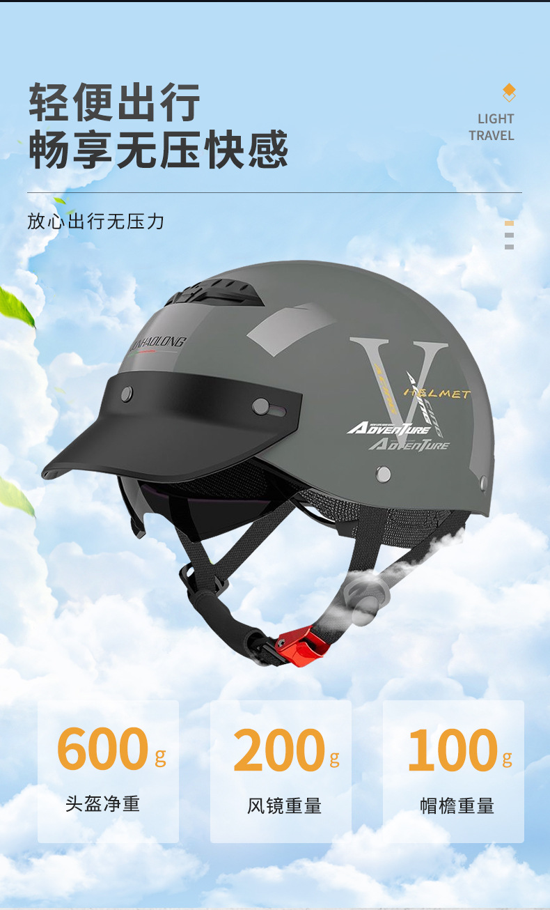3C Certified Motorcycle Half Helmet for Men and Women