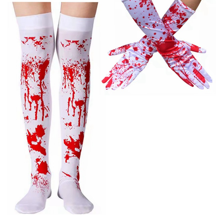 Amazon Halloween máscaras vampiro guantes de sangre calcetines enfermeras de sangre calcetines con guantes de sangre