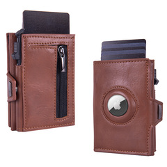 批發跨境電商專供彈出式卡包防盜刷PU皮革多功能Airtag位錢包卡套