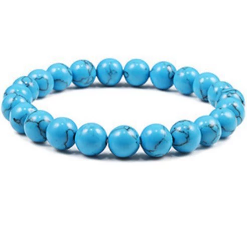 Эластичный бирюзовый браслет с бусинами, 8 мм, Aliexpress