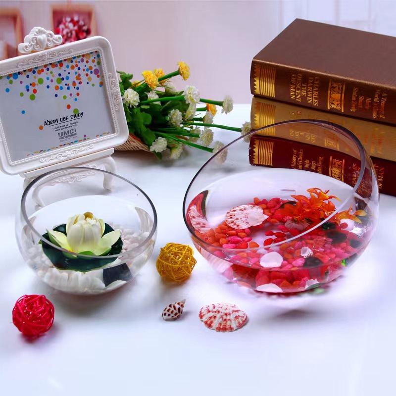 Modern Transparent Glass Ball Candle Holder Glass Vase Inclined Glass Bowl Mediterranean Micro Landscape