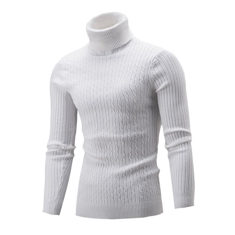 Men's Autumn and winter new high collar color Fried Dough Twists bottoming sweater men_voghion.com