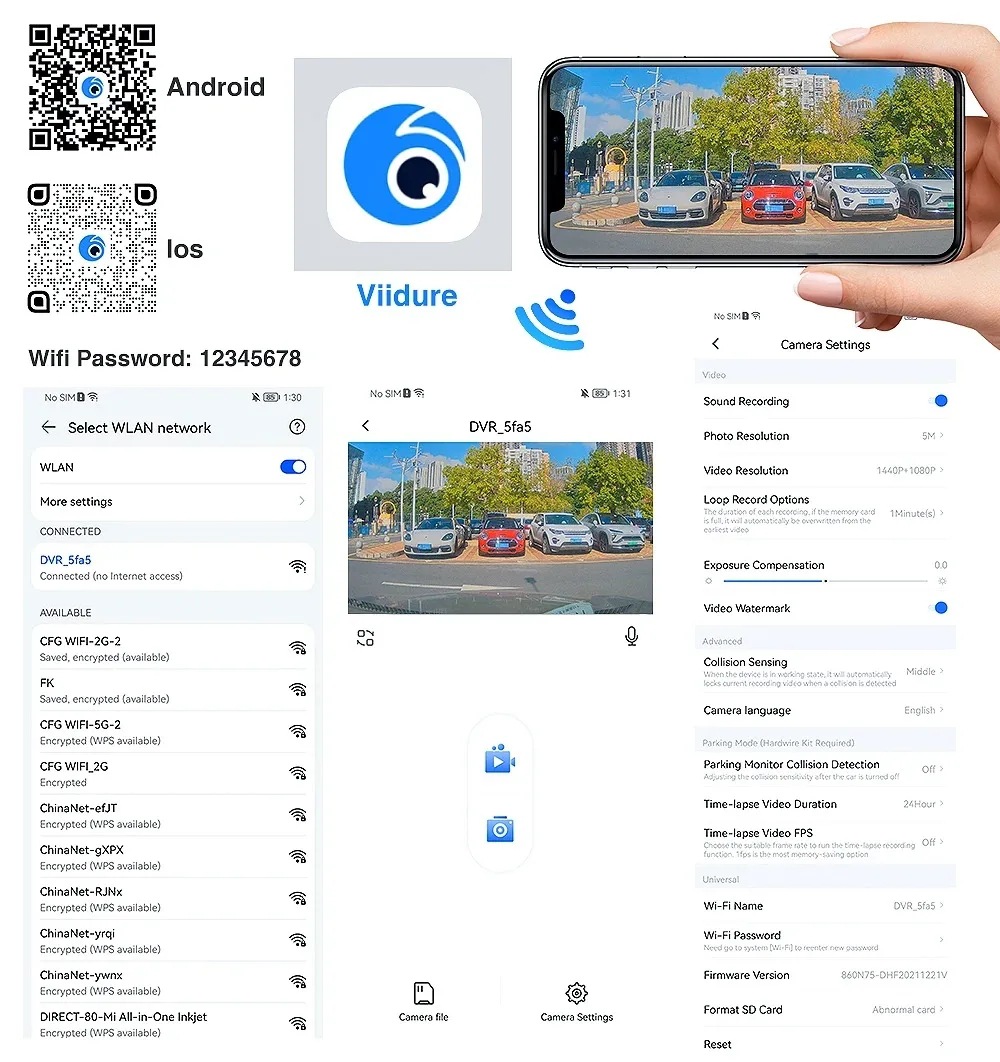 New cross-border dual 4K lens dashcam with Wifi connectivity, ultra-high-definition front and rear dual recording, GPS parking monitoring