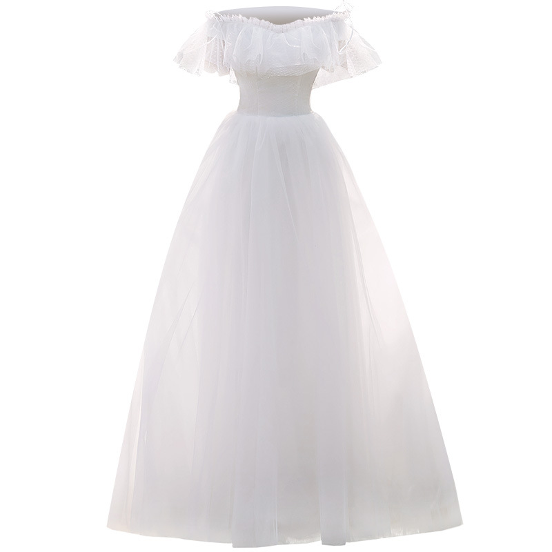 Licht 2025 Nieuwe Bruid Off-shoulder Bosstijl Eenvoudige Franse Witte Prinses Super Fee Buiten Reisfotografie_voghion.com