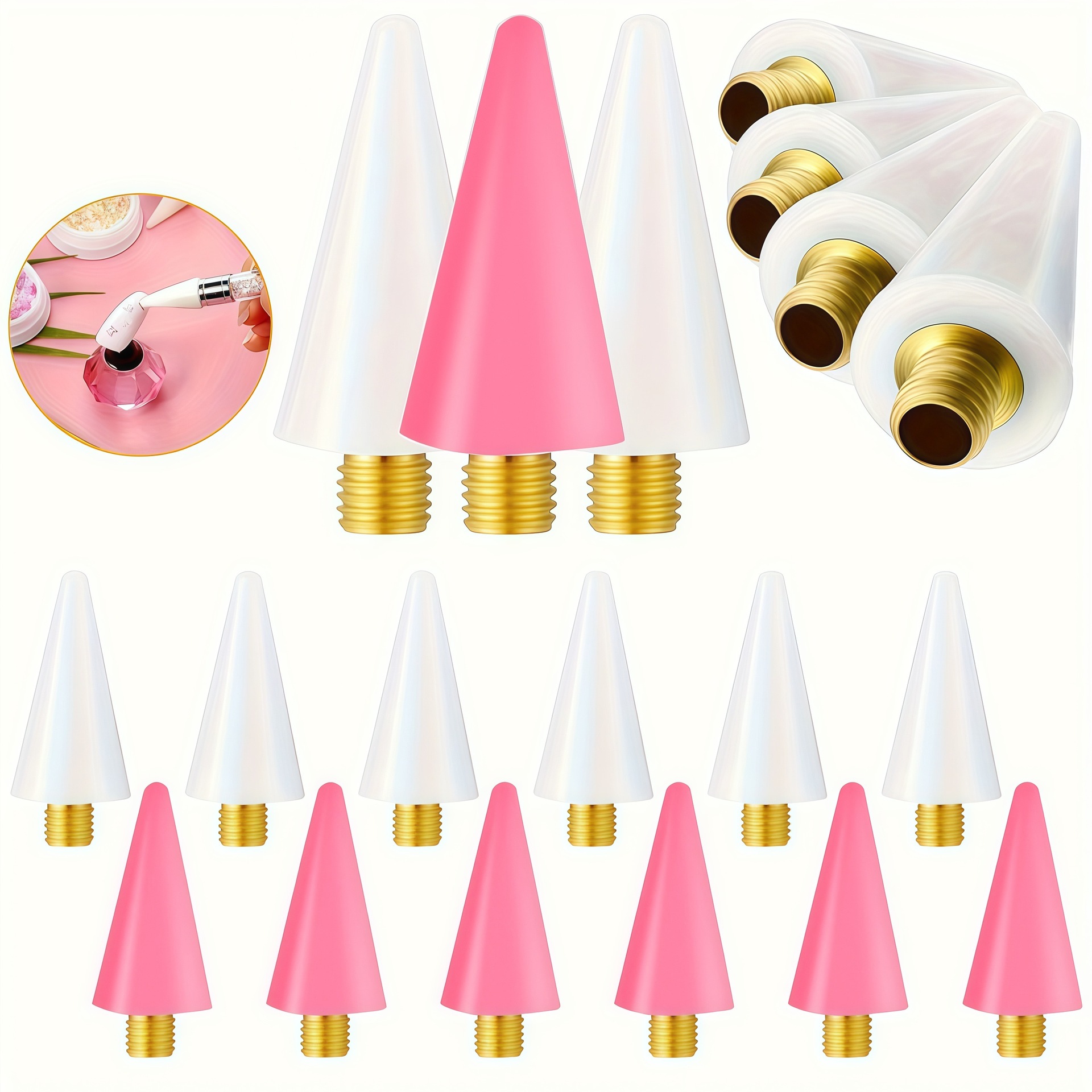 Cross-Border Best-Selling Nail Art Crayon Tip Replacement Head for Dotting Rhinestones, Double-Ended Nail Art Dotting Crayon for Sticking Rhinestones