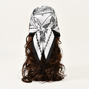 2025 new style colored square high-grade cashew nut printed square fashionable versatile professional imitation silk small scarf