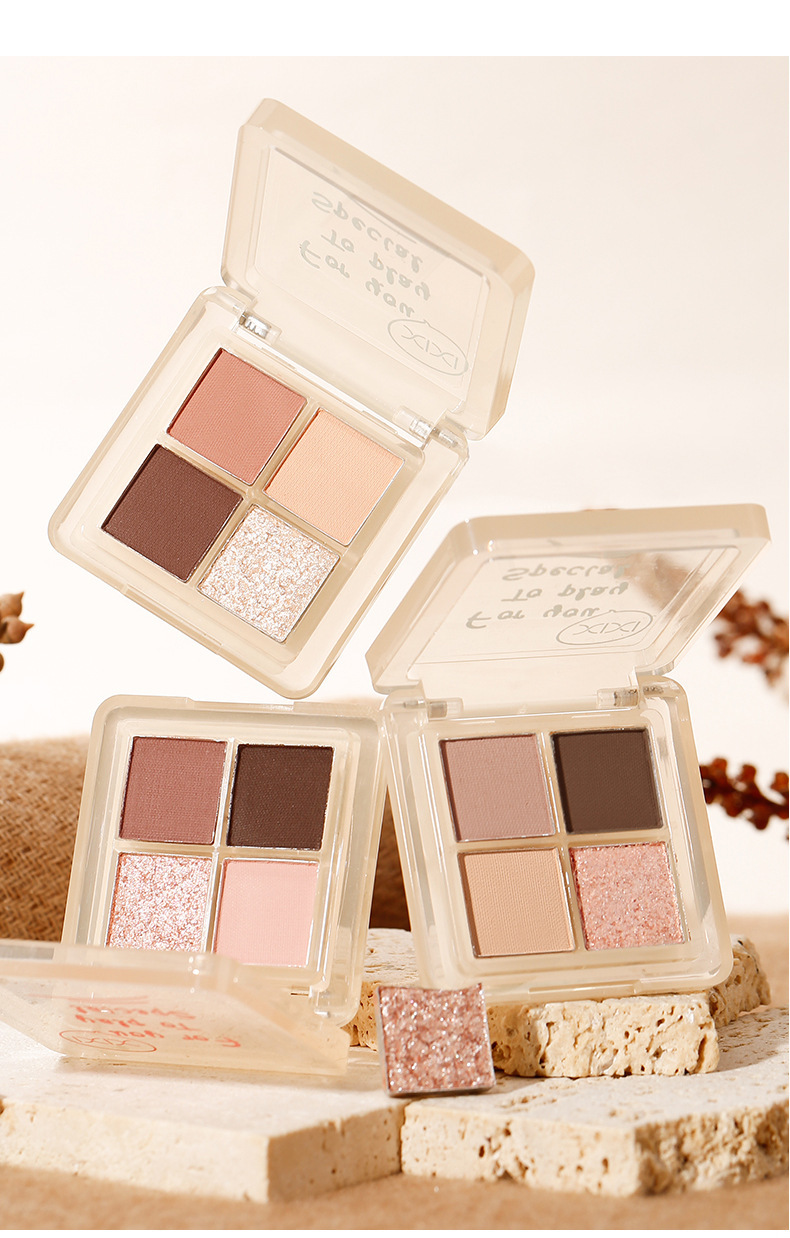 xixi Heartbeat Signal Four-color Eyeshadow, Pearlescent, matte, Sparkling, Daily Earth Tones, beginner's Eyeshadow palette undefined