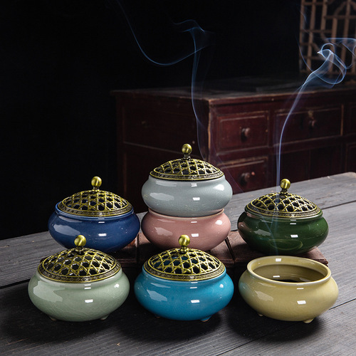Ceramic incense burner household Yiwu wholesale incense kiln Biange kiln incense burner temple incense disc tower incense small disc incense burner