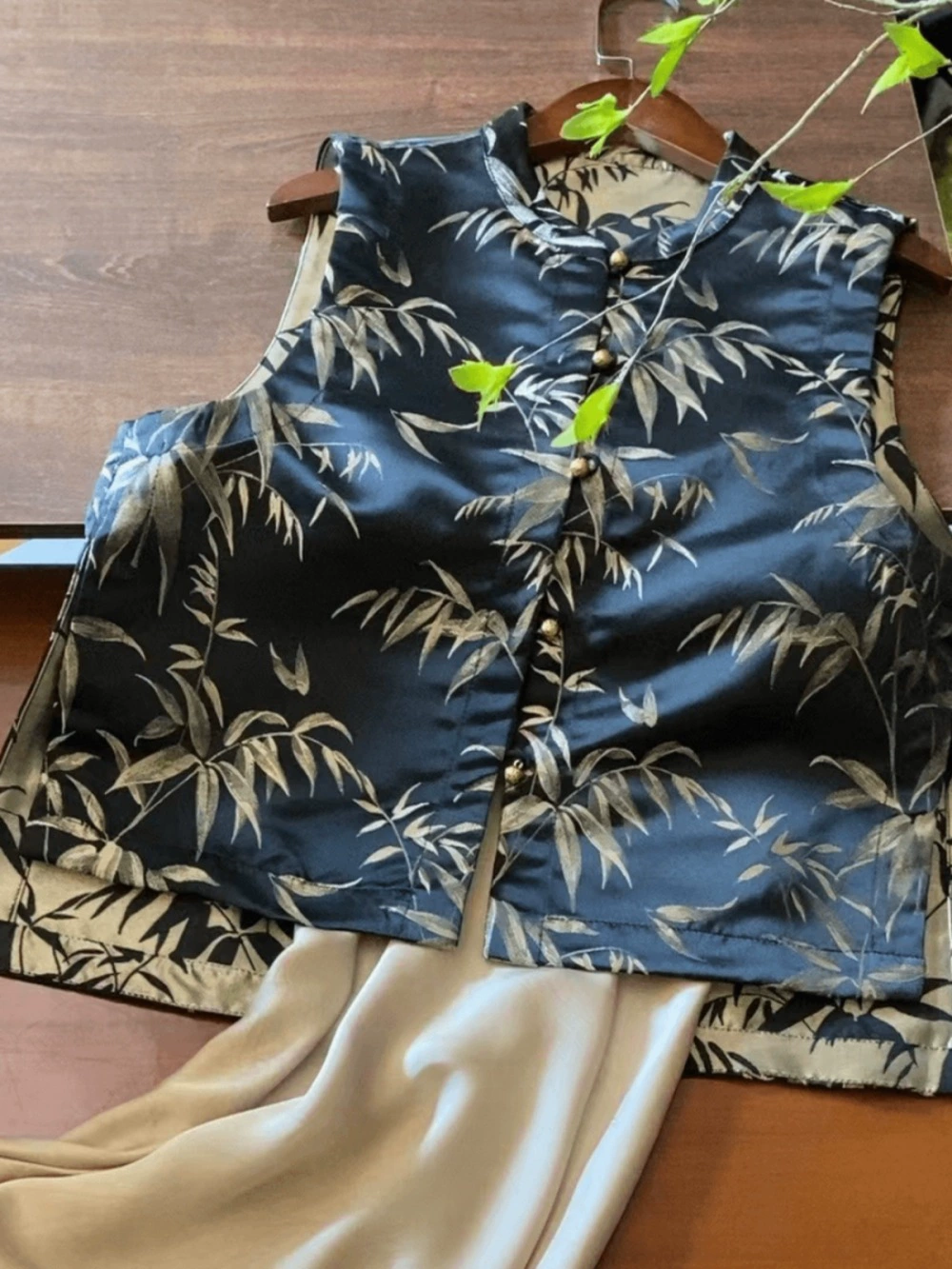 2025 Осенний двусторонний жилет без рукавов в китайском стиле, новый китайский стиль, чернильный бамбуковый жаккардовый жилет для похудения, женский жилет, женская куртка