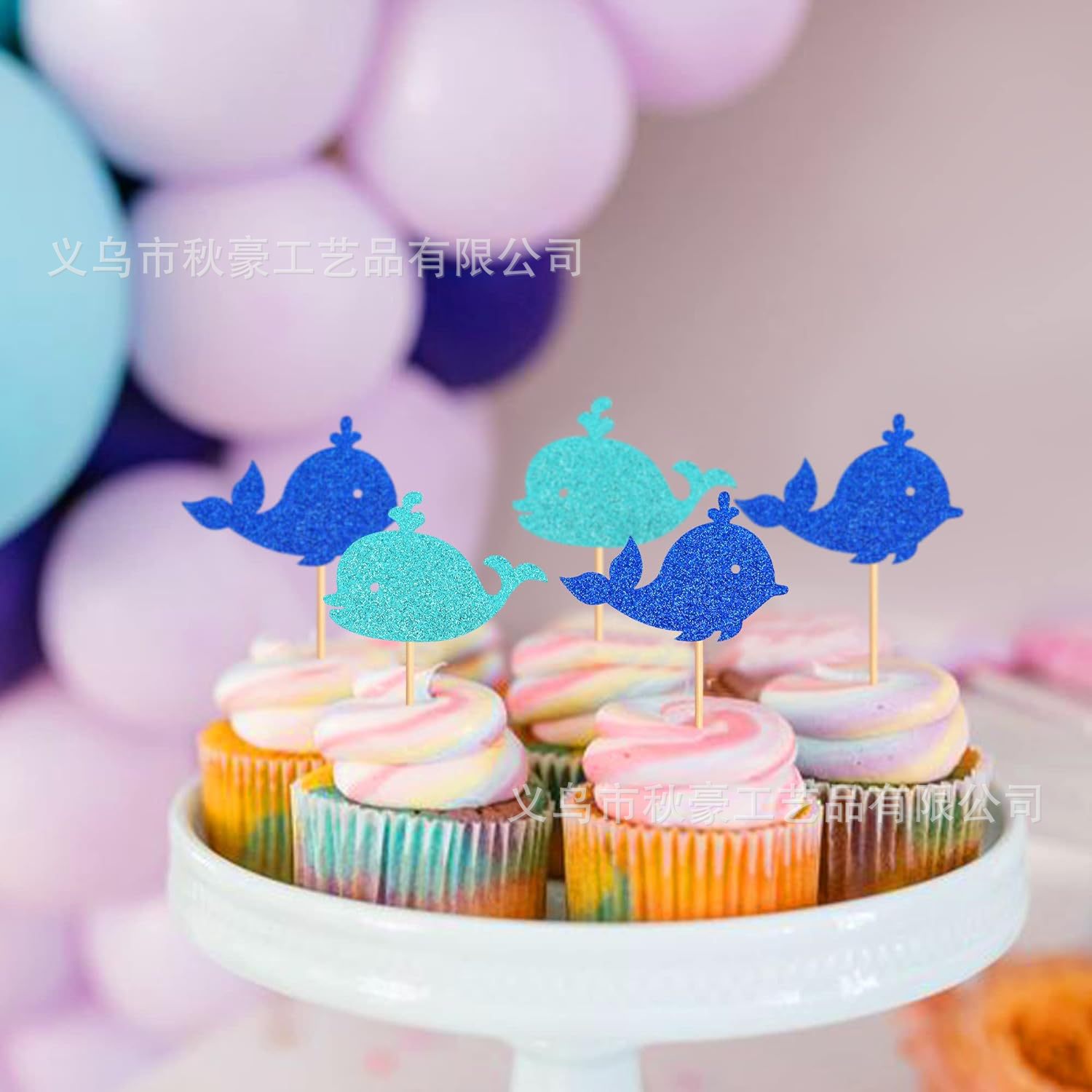 Navegación mar destello ballena cupcake decoración cartón decoración ducha bebé escuela de cumpleaños para niños