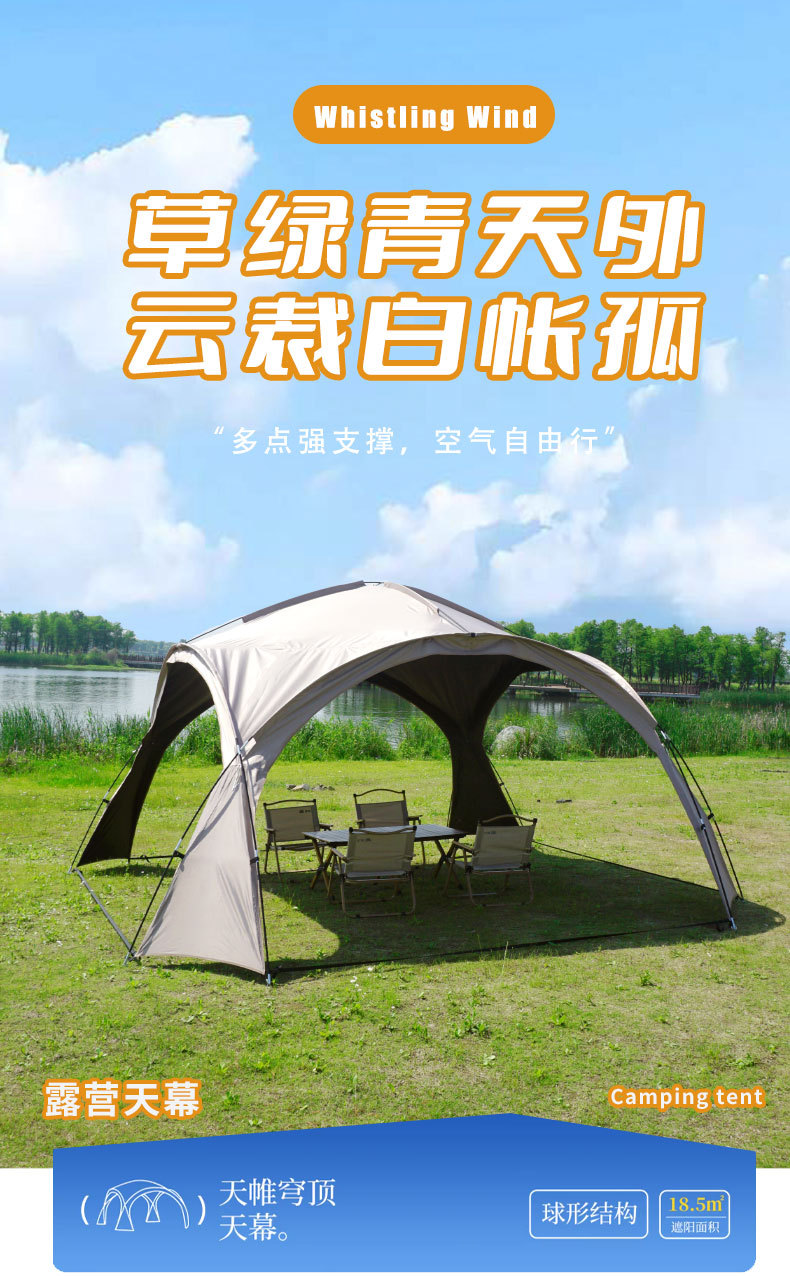 Dome Canopy Tent Outdoor Waterproof Overnight Camping Outdoor Camping Complete Set of Equipment Sun Protection Awning