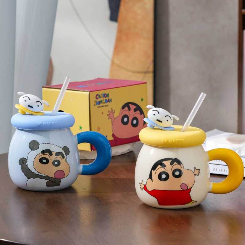 Lápiz pequeño nuevo alto valor facial taza de cerámica de gran capacidad con tapa de oficina taza de hervidor de agua regalo de cumpleaños creativo para niños