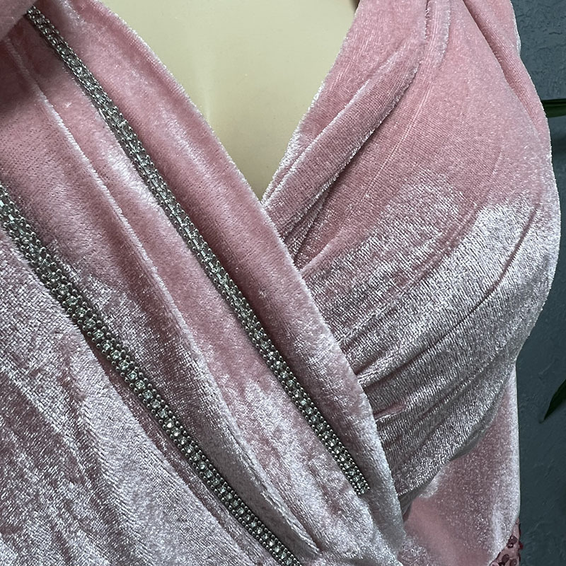 Damenbekleidung Mode schlanke Samt Pailletten Abendkleid Kleid_voghion.com