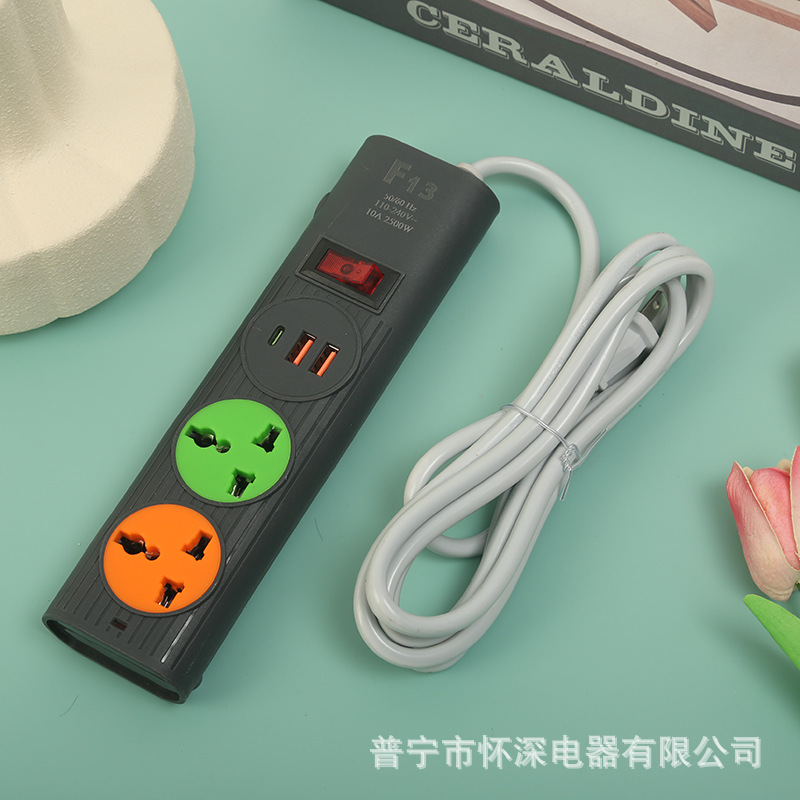 Embalaje de caja de color neutral enchufe de comercio electrónico transfronterizo del sudeste asiático estándar estadounidense estándar europeo estándar británico 2USB + 1 carga tipo-c