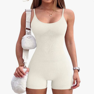 2024 cross-border European and American foreign trade women's clothing Amazon AliExpress explosions summer sexy condole belt tight one-body shorts