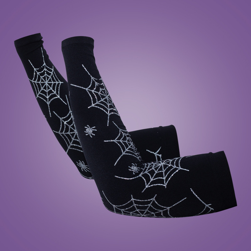 Cross-border black spider web punk gloves oversleeve men's and women's cool Spider dark Halloween party gloves