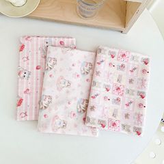 コットン猫プリント生地かわいい漫画格子動物生地子供服子供用バッグホームウェア
