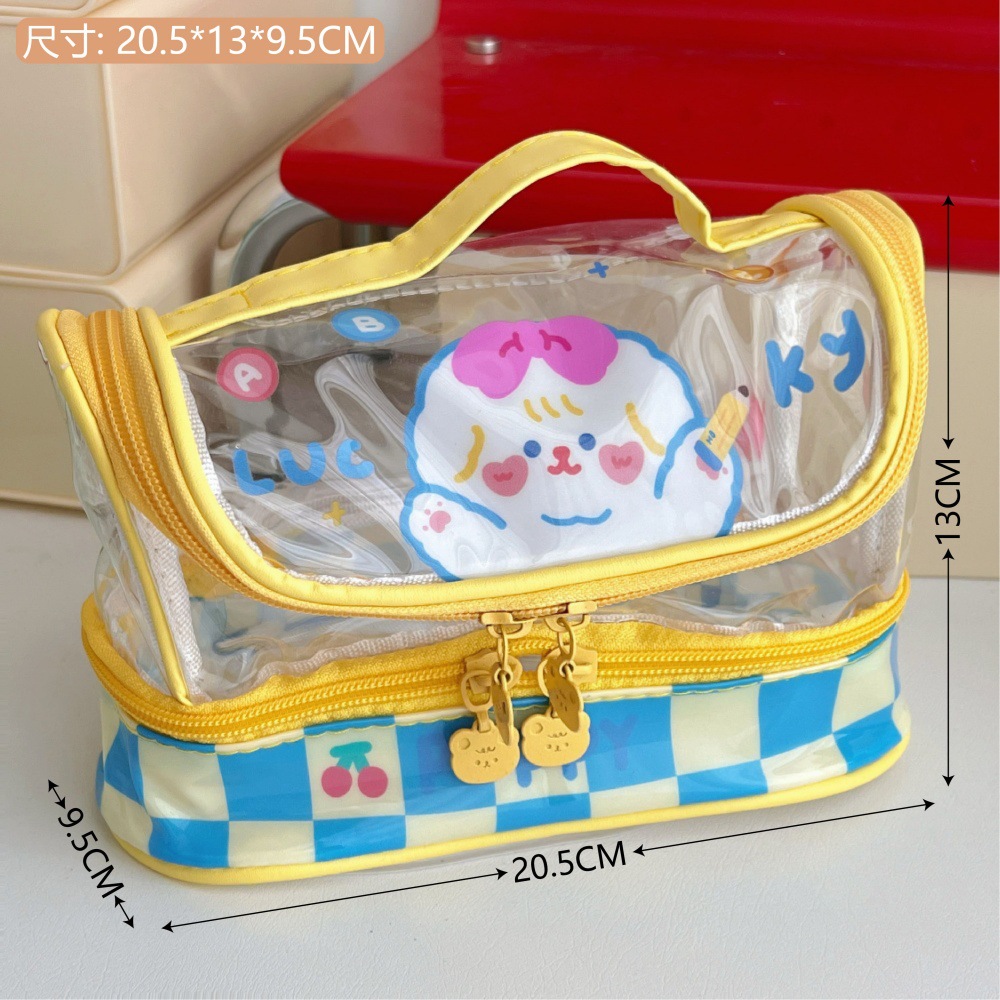 Tengyi original bolsas de papelería transparentes de dibujos animados bolsas de bolsillo de estudiantes de gran capacidad de alto valor de belleza bolsas de almacenamiento de cosméticos para jóvenes