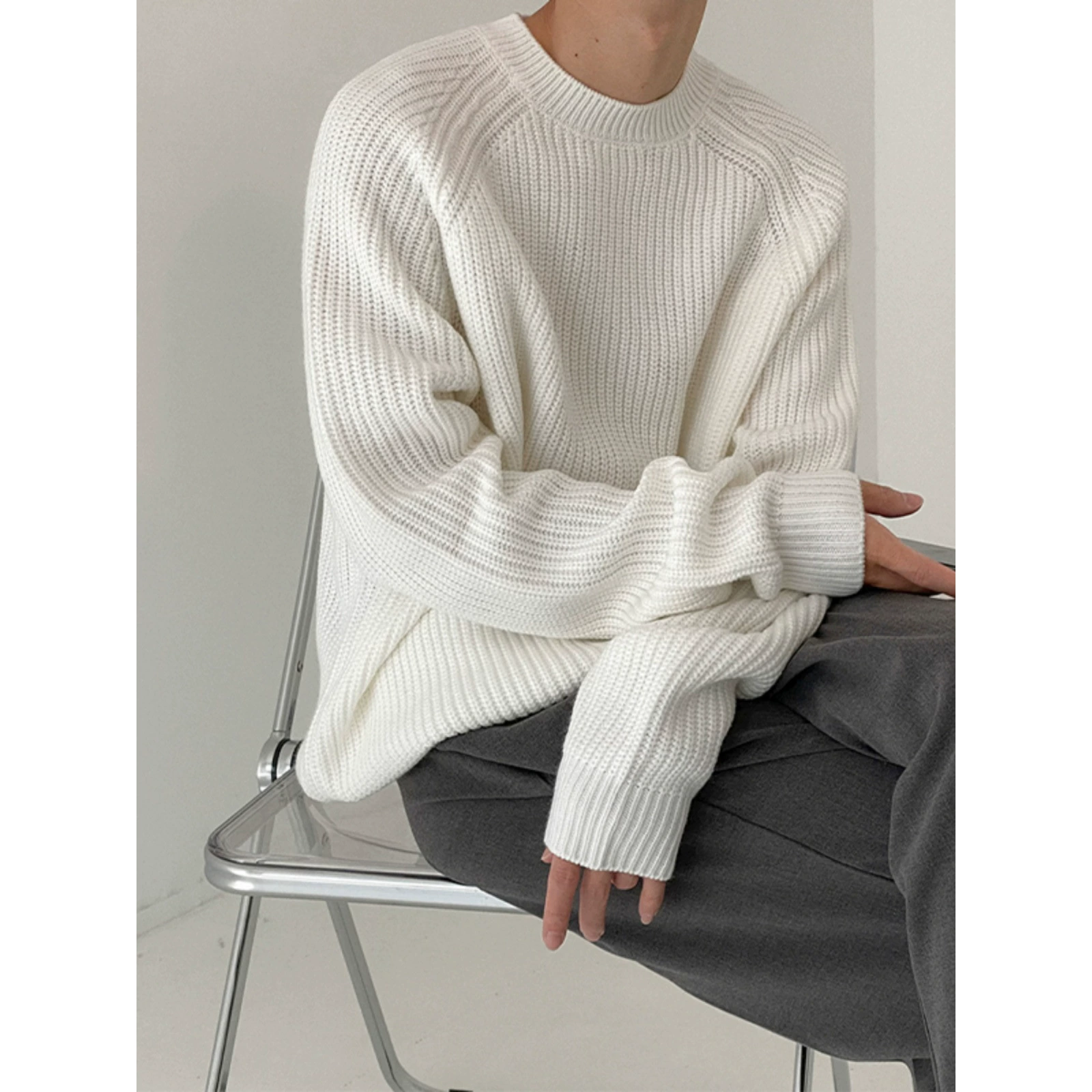 Корейская мода ленивый свитер с круглым вырезом мужской осенний и зимний свободный джикап Hong Kong Wind ins трикотажный топ