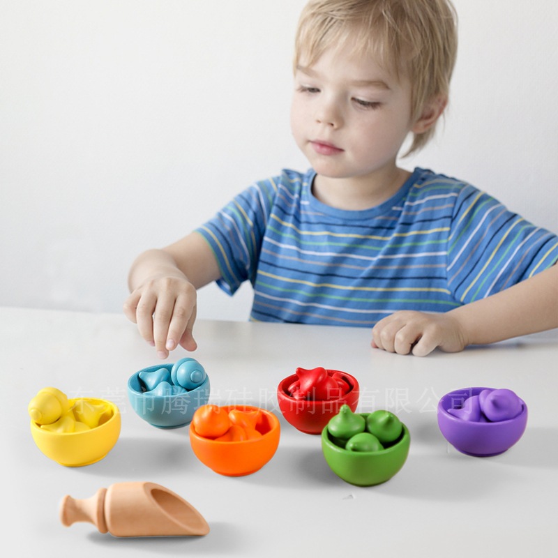 Montessori early education cognitive color sorting toys children educational bead clip game hand-eye coordination matching toys